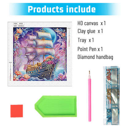 Framed Sailboat - Special Shaped Drill Diamond Painting 30*30CM