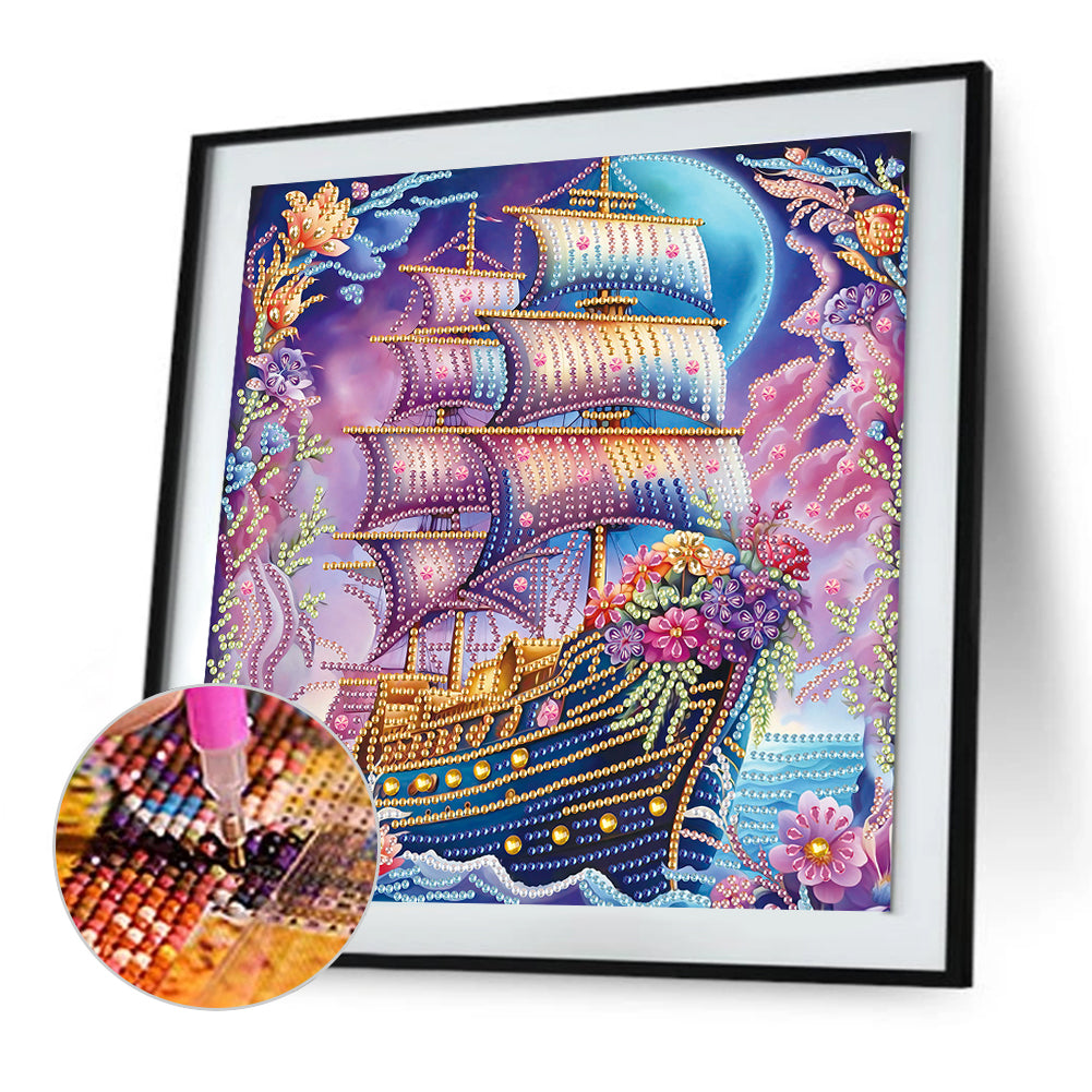 Framed Sailboat - Special Shaped Drill Diamond Painting 30*30CM