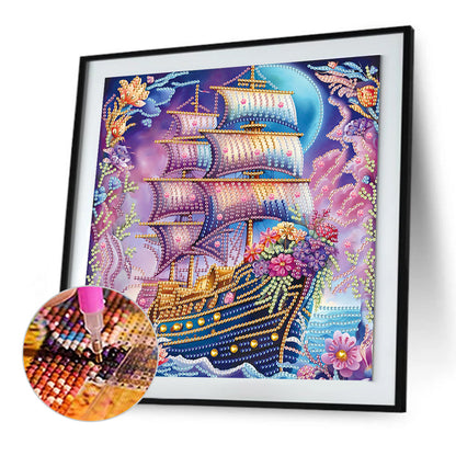 Framed Sailboat - Special Shaped Drill Diamond Painting 30*30CM