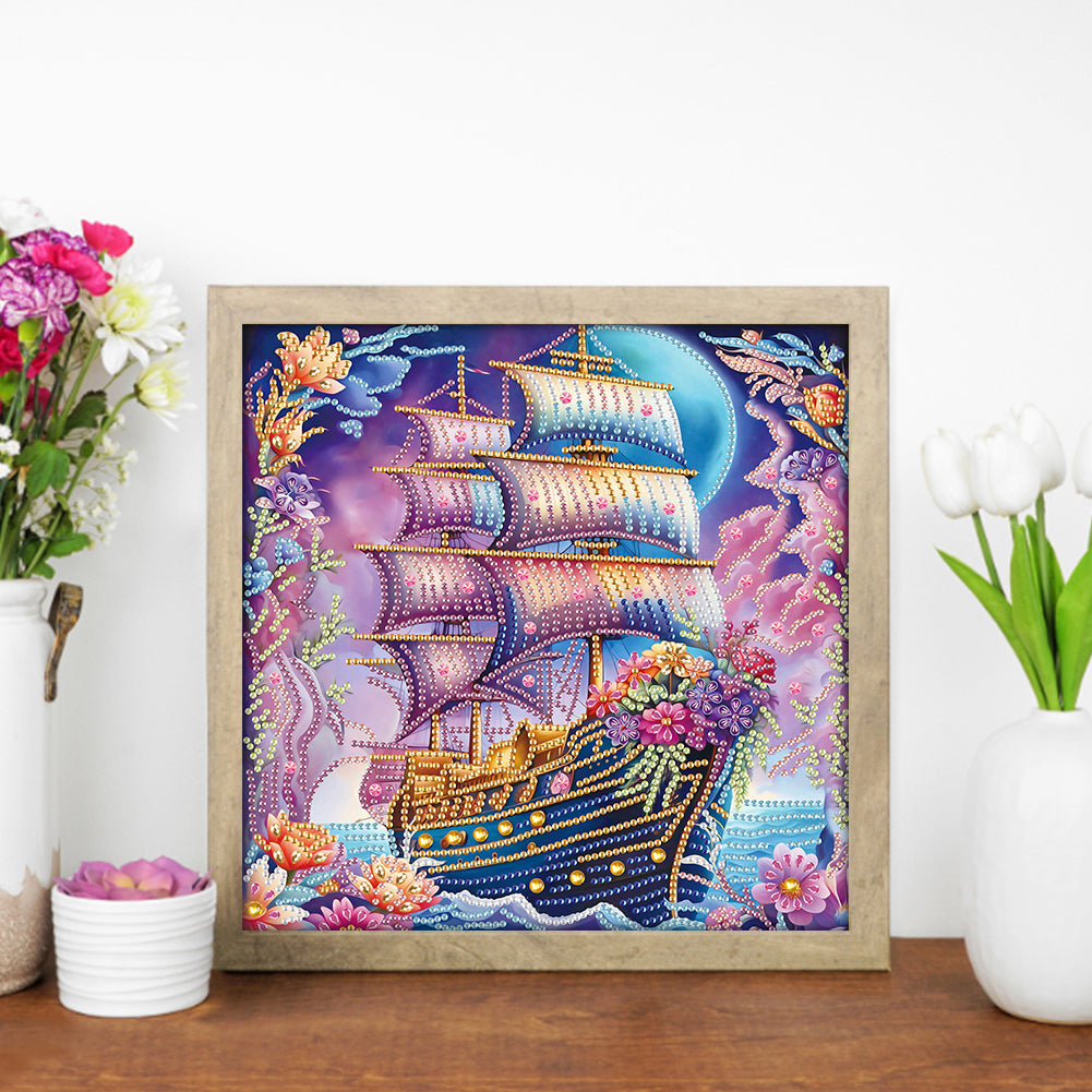 Framed Sailboat - Special Shaped Drill Diamond Painting 30*30CM