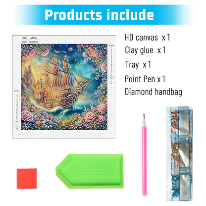 Framed Sailboat - Special Shaped Drill Diamond Painting 30*30CM