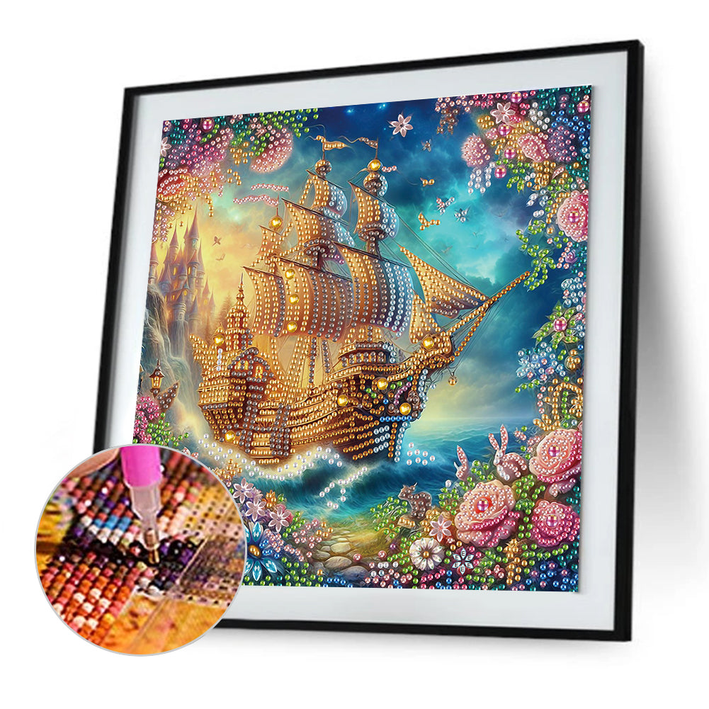 Framed Sailboat - Special Shaped Drill Diamond Painting 30*30CM