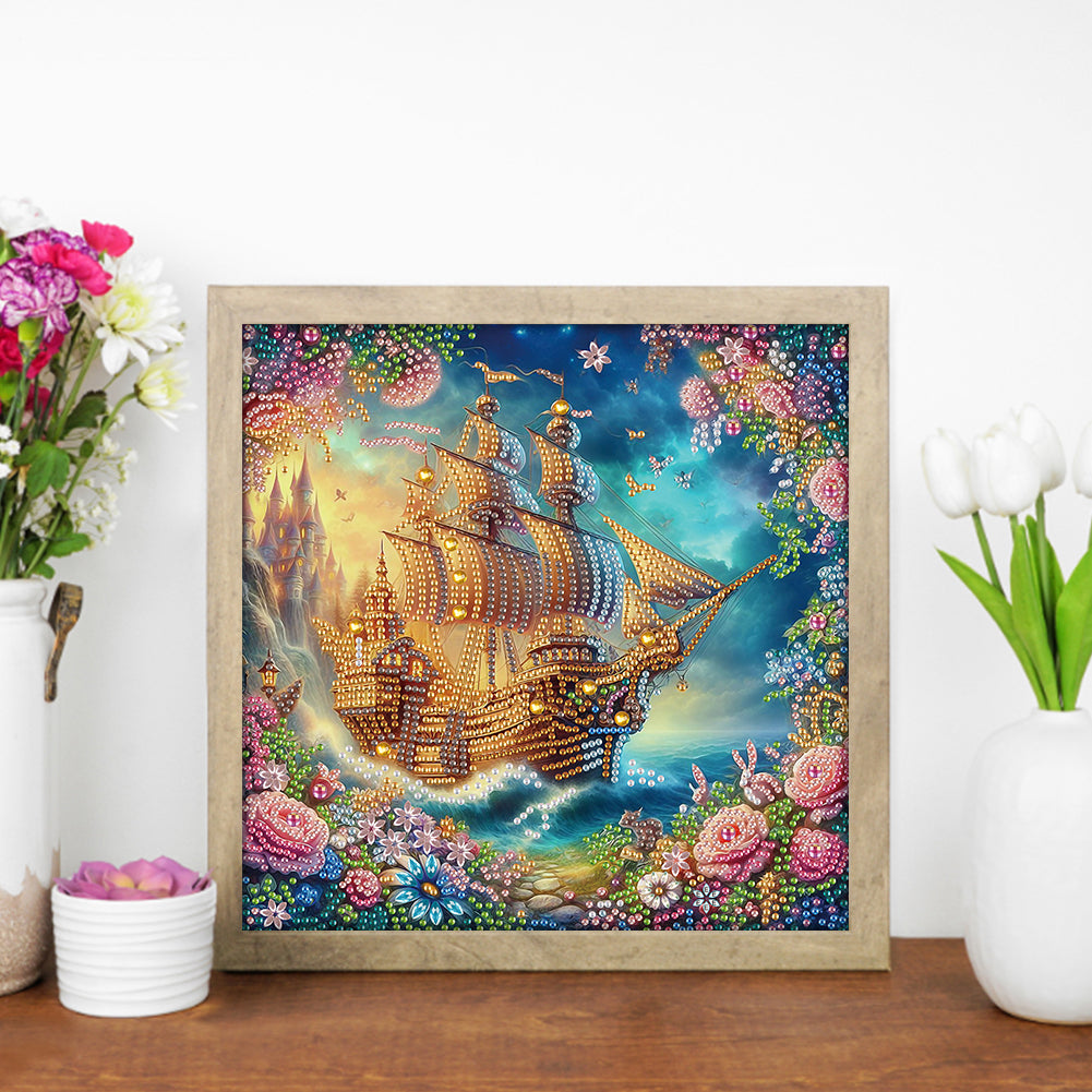 Framed Sailboat - Special Shaped Drill Diamond Painting 30*30CM