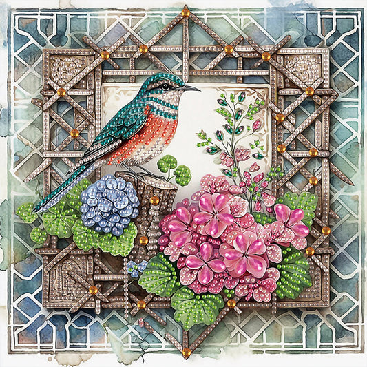 Framed Flowers And Birds - Special Shaped Drill Diamond Painting 30*30CM