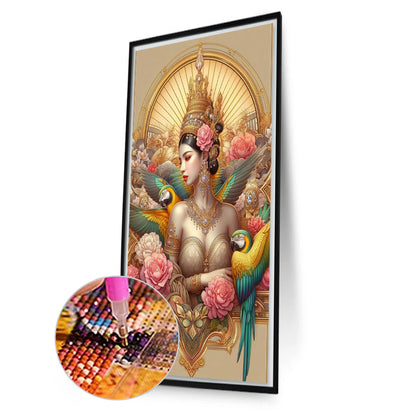 Parrot Goddess - Full Round Drill Diamond Painting 40*70CM