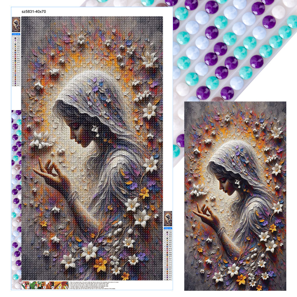 Flower Girl - Full Round Drill Diamond Painting 40*70CM