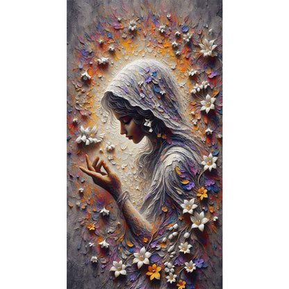 Flower Girl - Full Round Drill Diamond Painting 40*70CM