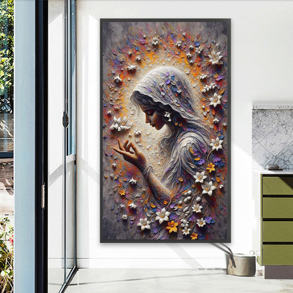 Flower Girl - Full Round Drill Diamond Painting 40*70CM