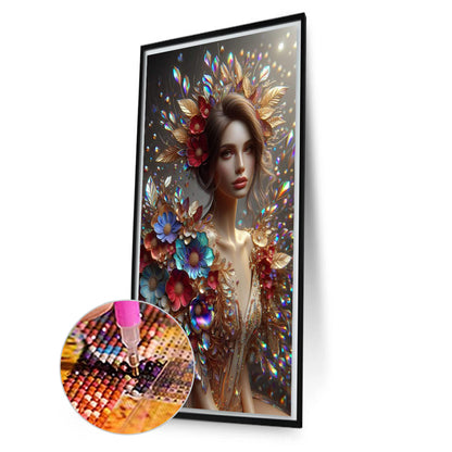 Flower Girl - Full Round Drill Diamond Painting 40*70CM