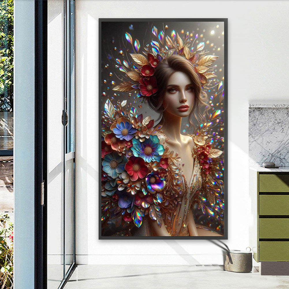 Flower Girl - Full Round Drill Diamond Painting 40*70CM