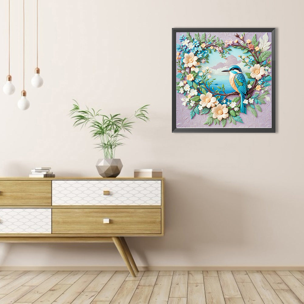 Love Wreath Blue Tit - Full AB Round Drill Diamond Painting 40*40CM