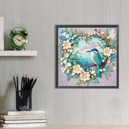 Love Wreath Blue Tit - Full AB Round Drill Diamond Painting 40*40CM