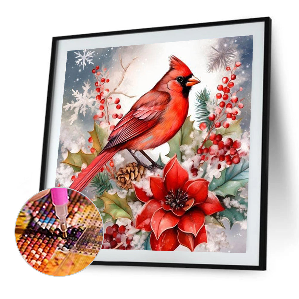 Poinsettia Cardinal - Full AB Round Drill Diamond Painting 40*40CM