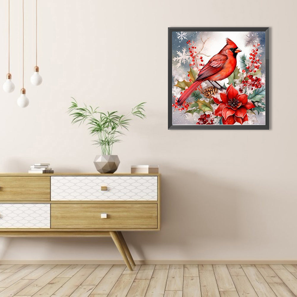 Poinsettia Cardinal - Full AB Round Drill Diamond Painting 40*40CM