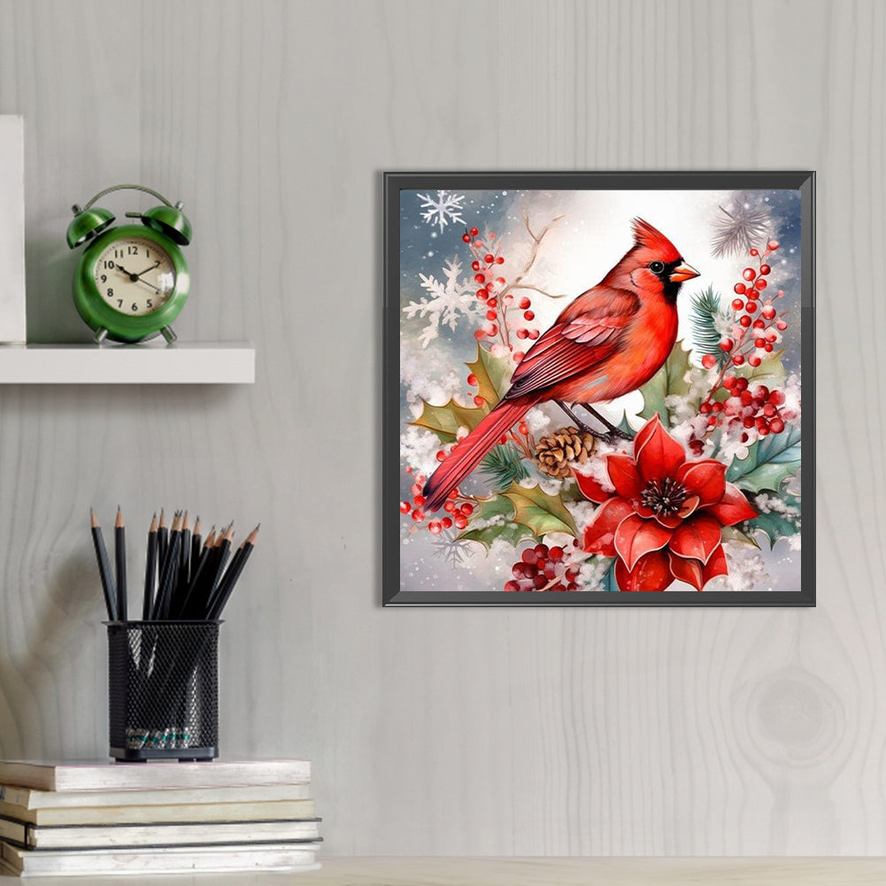 Poinsettia Cardinal - Full AB Round Drill Diamond Painting 40*40CM