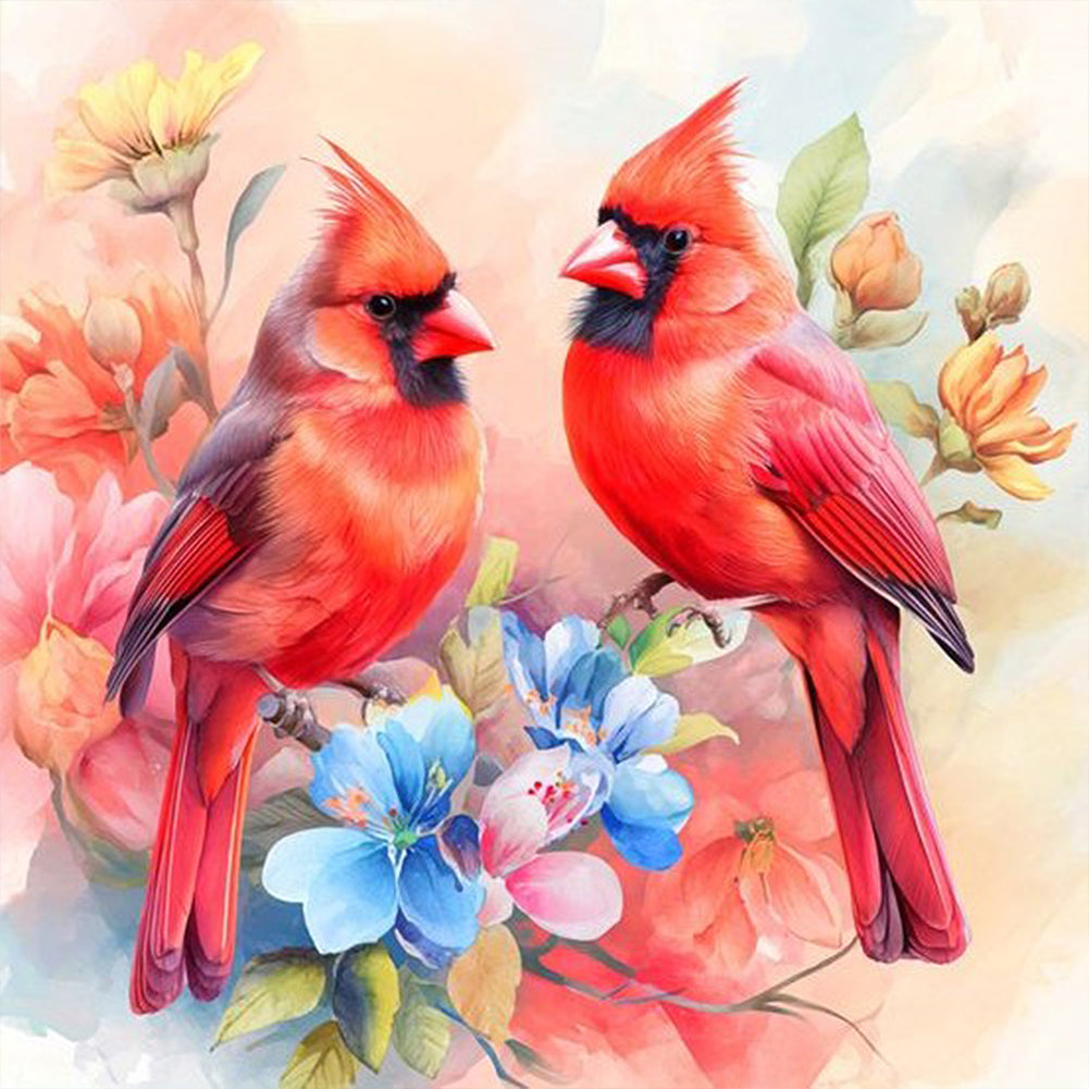 Double Cardinal - Full AB Round Drill Diamond Painting 40*40CM