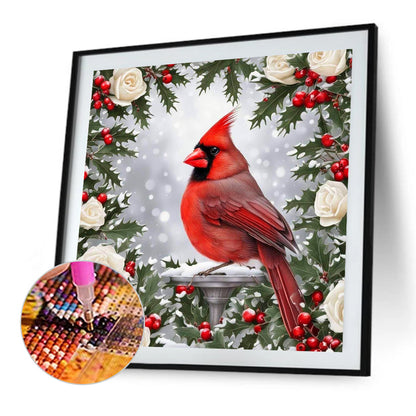 Cardinal In A Wreath - Full AB Round Drill Diamond Painting 40*40CM