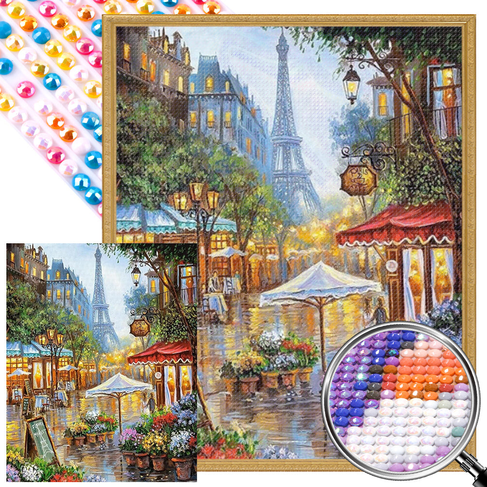 Paris Street Scene - Full AB Round Drill Diamond Painting 40*50CM