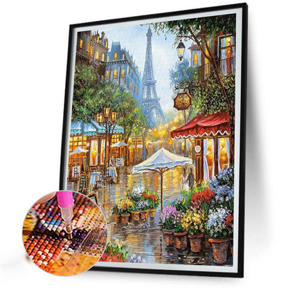 Paris Street Scene - Full AB Round Drill Diamond Painting 40*50CM
