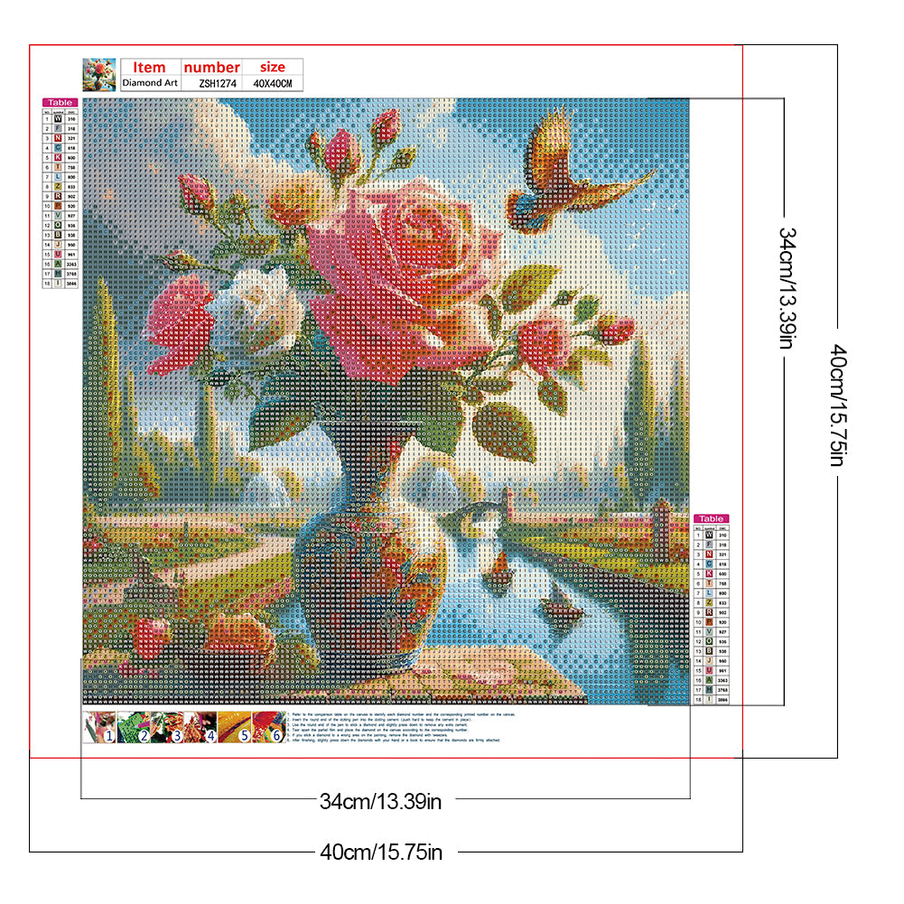 Vase Bouquet - Full Round Drill Diamond Painting 40*40CM