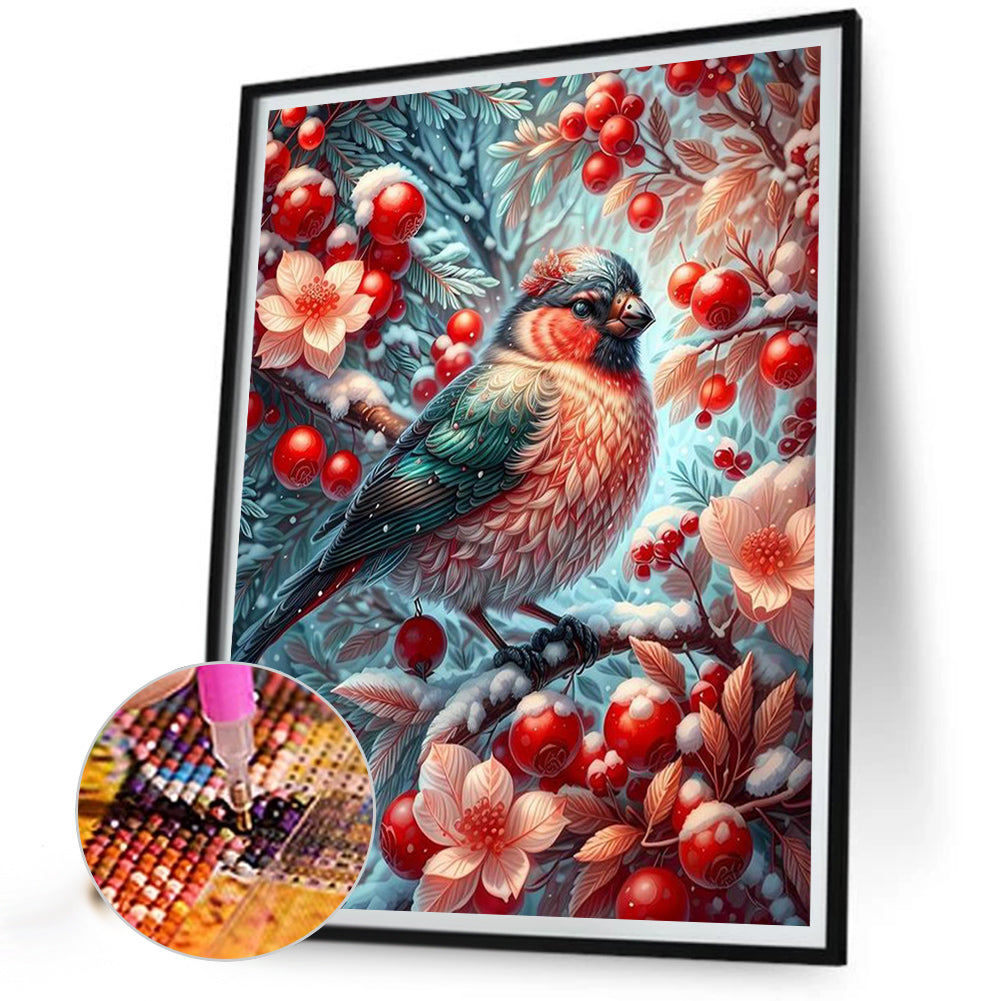 Winter Red Fruit Bird - Full Square Drill Diamond Painting 40*50CM
