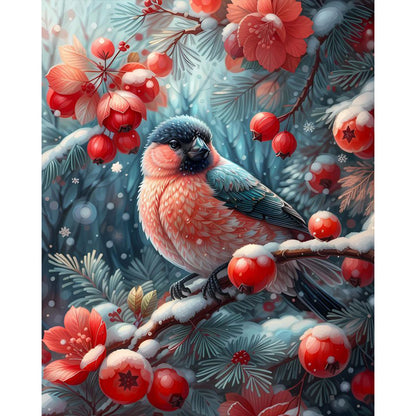 Winter Red Fruit Bird - Full Square Drill Diamond Painting 40*50CM