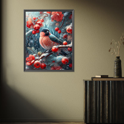 Winter Red Fruit Bird - Full Square Drill Diamond Painting 40*50CM