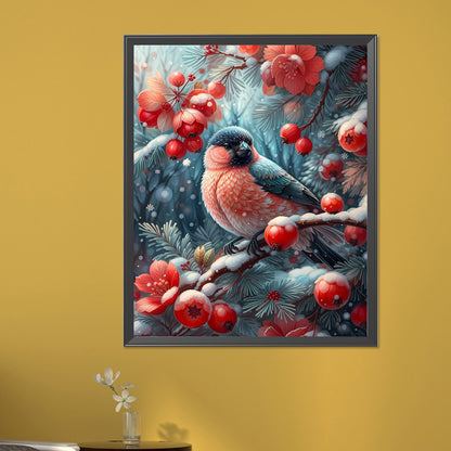 Winter Red Fruit Bird - Full Square Drill Diamond Painting 40*50CM