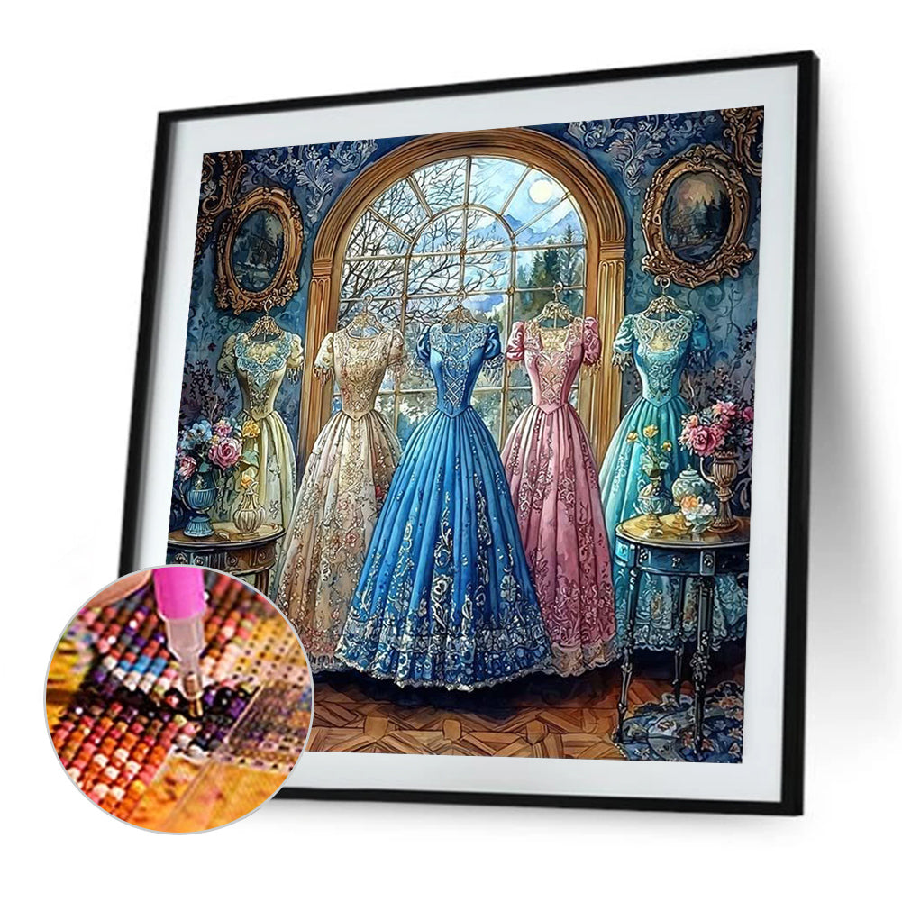 Dress - Full AB Round Drill Diamond Painting 40*40CM