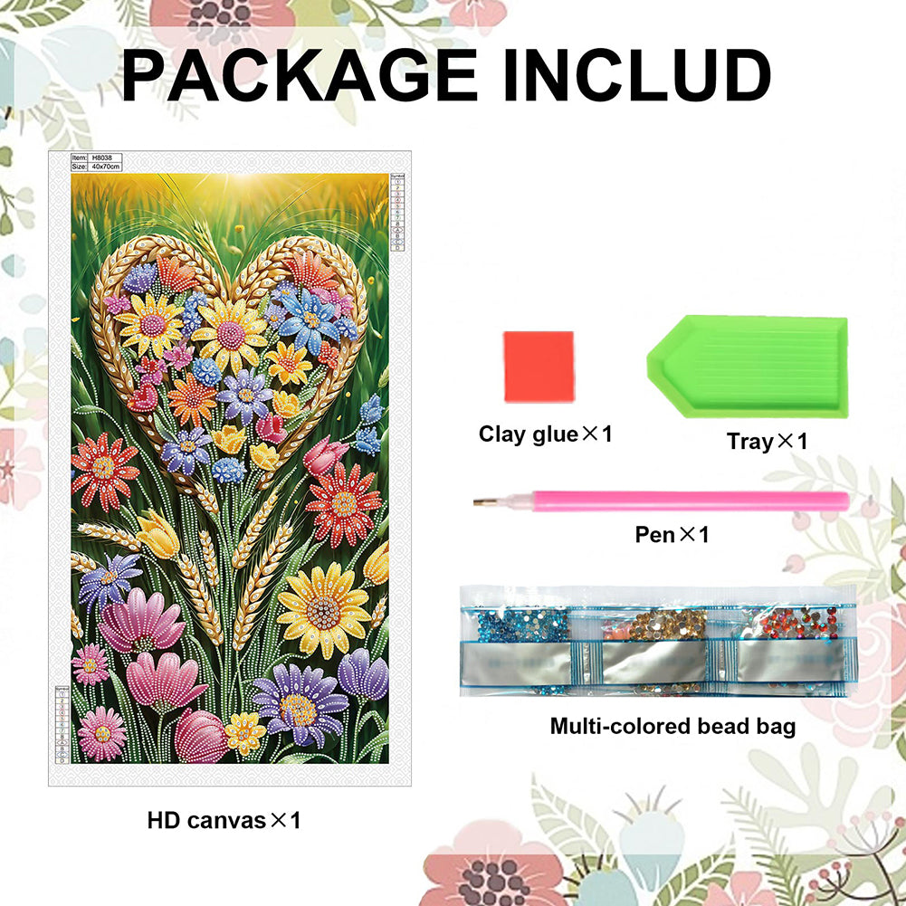 Love Flowers - Special Shaped Drill Diamond Painting 40*70CM