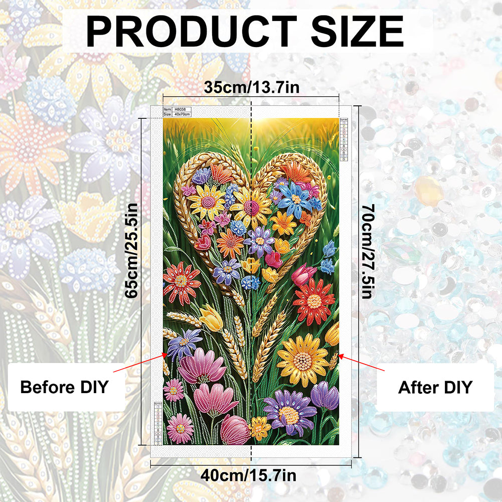 Love Flowers - Special Shaped Drill Diamond Painting 40*70CM