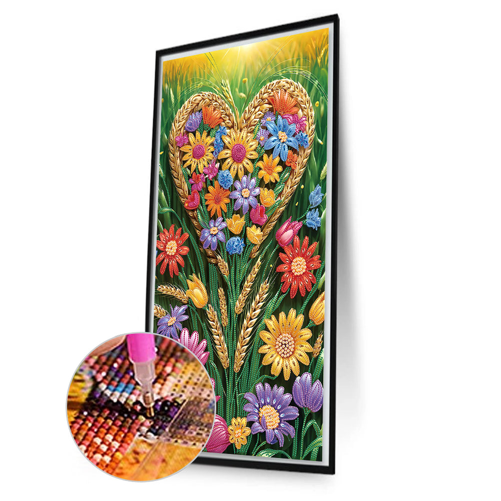 Love Flowers - Special Shaped Drill Diamond Painting 40*70CM