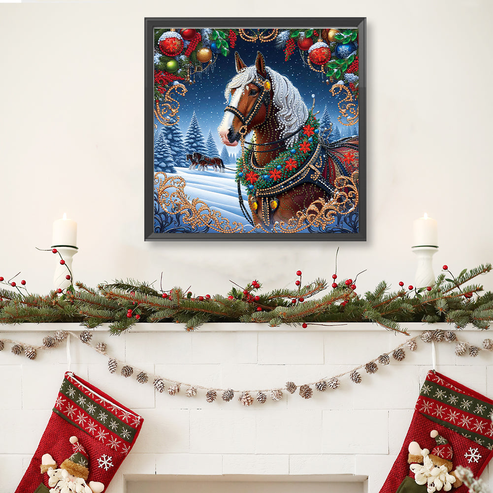 Christmas Horse - Special Shaped Drill Diamond Painting 40*40CM