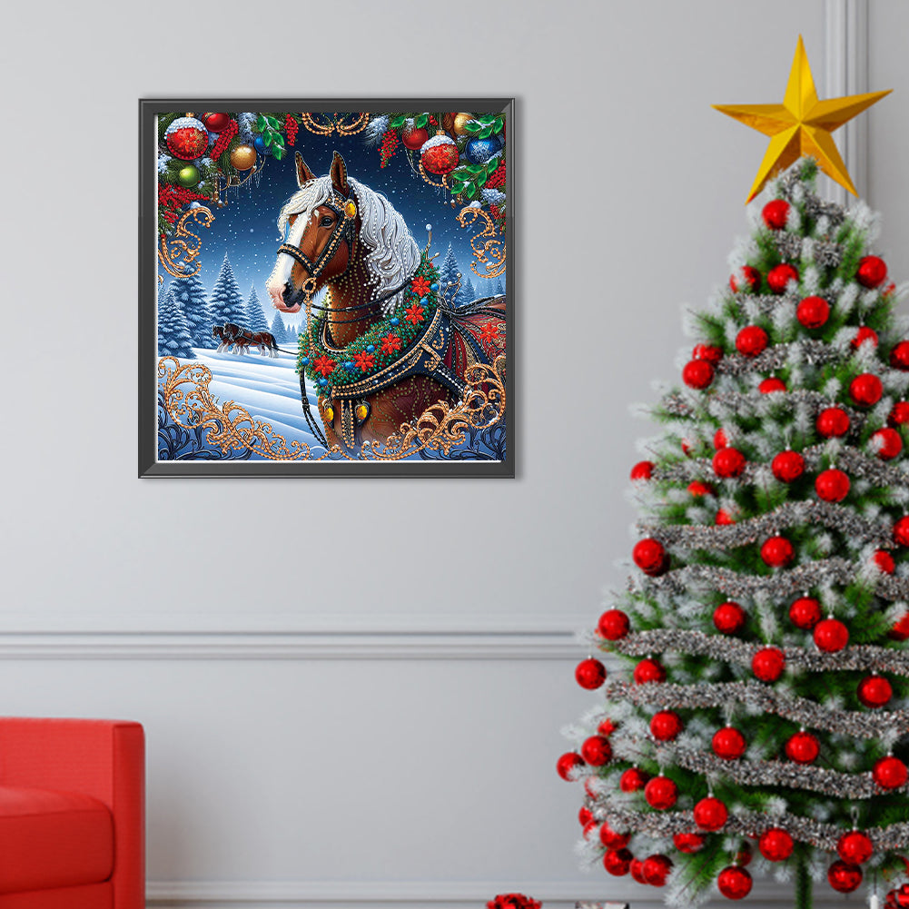 Christmas Horse - Special Shaped Drill Diamond Painting 40*40CM