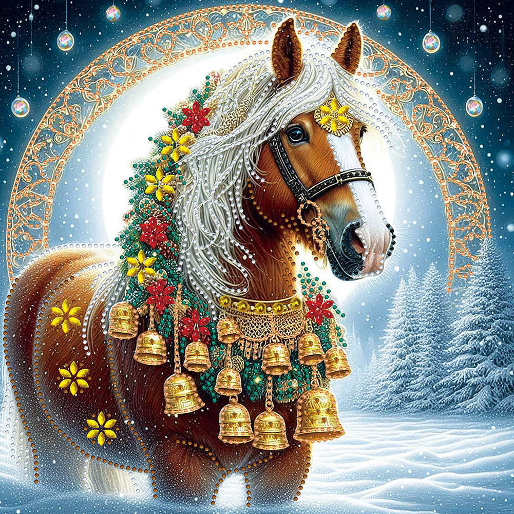 Christmas Horse - Special Shaped Drill Diamond Painting 40*40CM