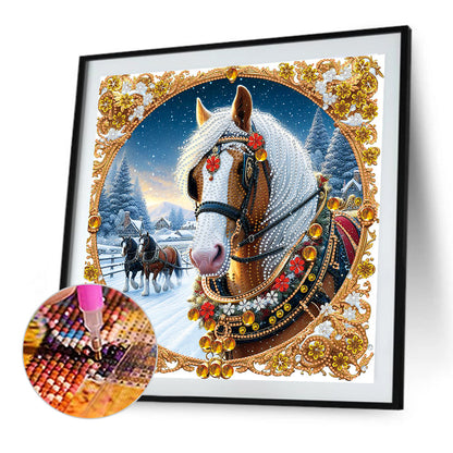 Christmas Horse - Special Shaped Drill Diamond Painting 40*40CM