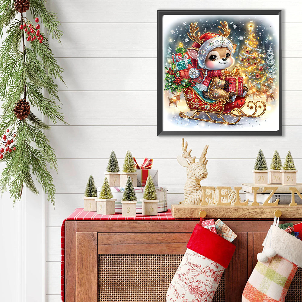 Christmas Deer - Special Shaped Drill Diamond Painting 30*30CM