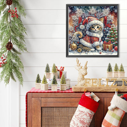 Christmas Kitten - Special Shaped Drill Diamond Painting 30*30CM