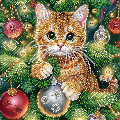 Christmas Kitten - Special Shaped Drill Diamond Painting 30*30CM