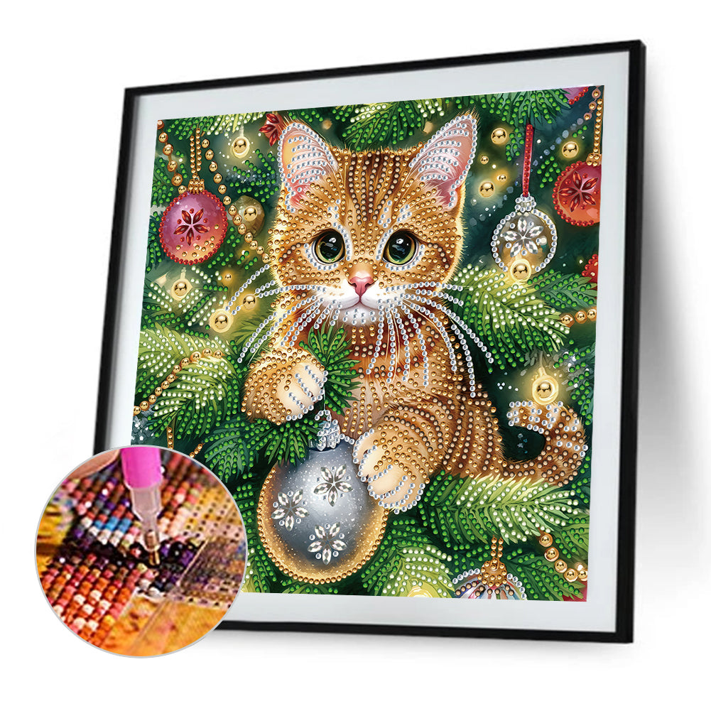 Christmas Kitten - Special Shaped Drill Diamond Painting 30*30CM