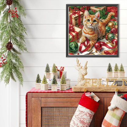 Christmas Kitten - Special Shaped Drill Diamond Painting 30*30CM