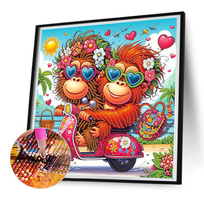 Funny Gorilla - Special Shaped Drill Diamond Painting 30*30CM