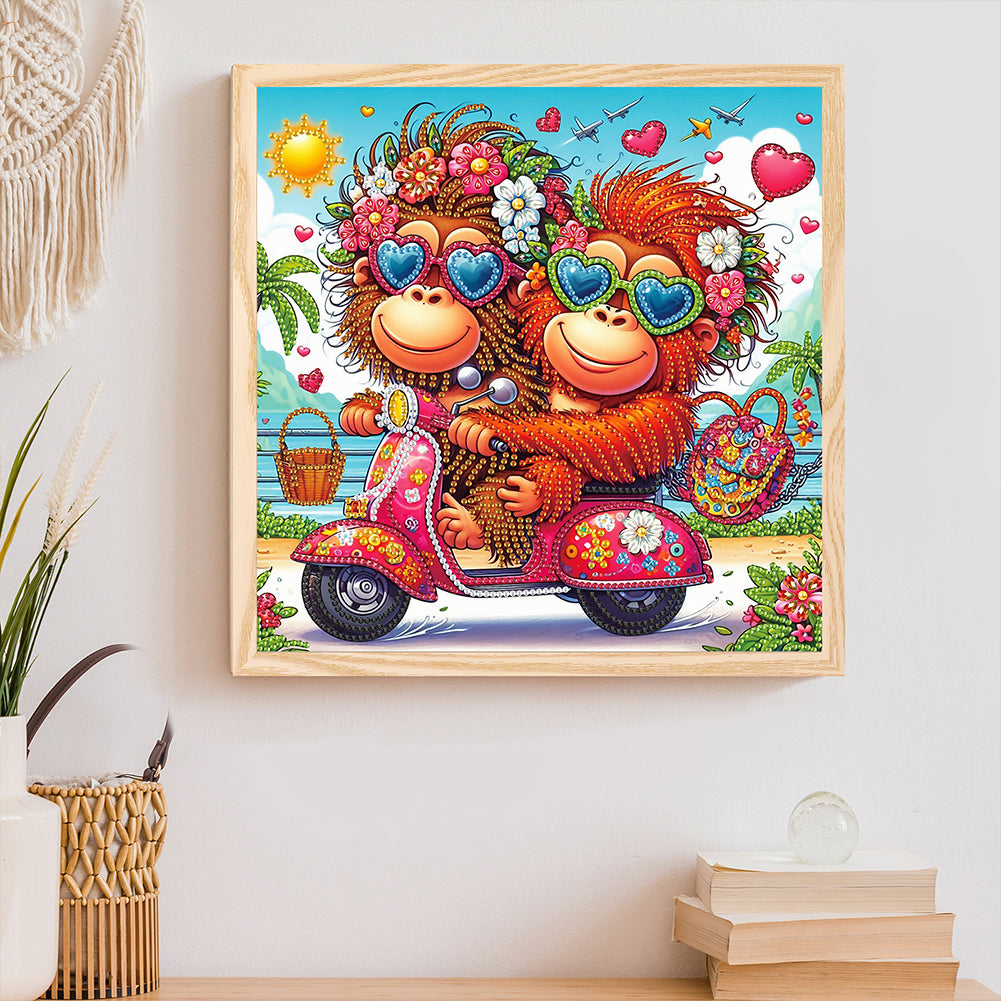 Funny Gorilla - Special Shaped Drill Diamond Painting 30*30CM