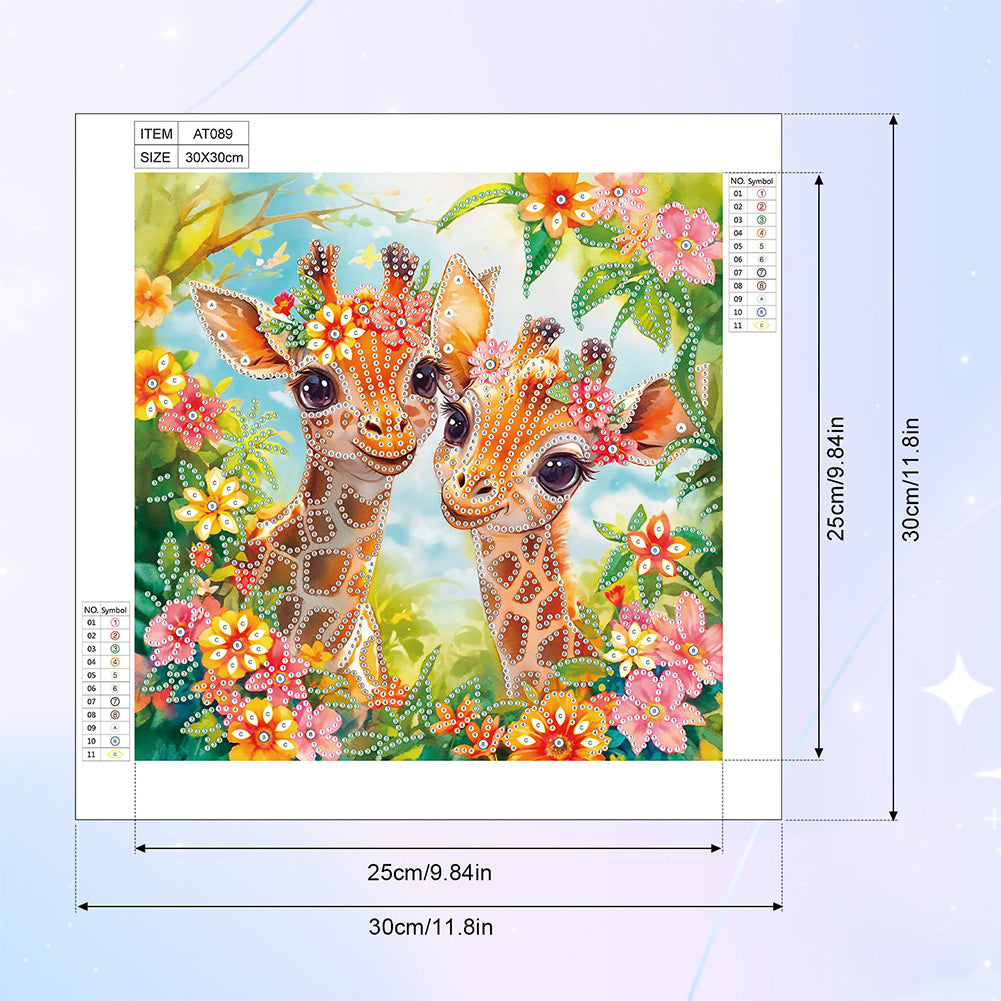 Funny Giraffe - Special Shaped Drill Diamond Painting 30*30CM