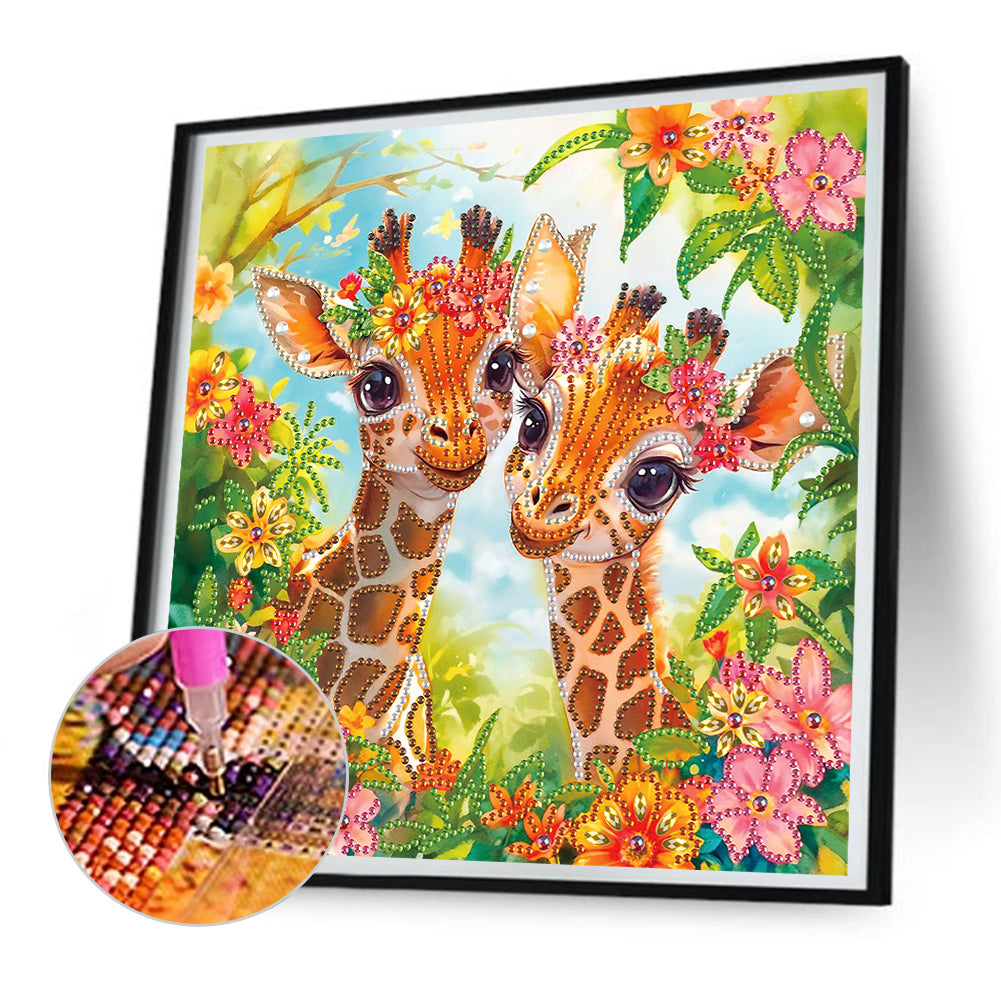 Funny Giraffe - Special Shaped Drill Diamond Painting 30*30CM