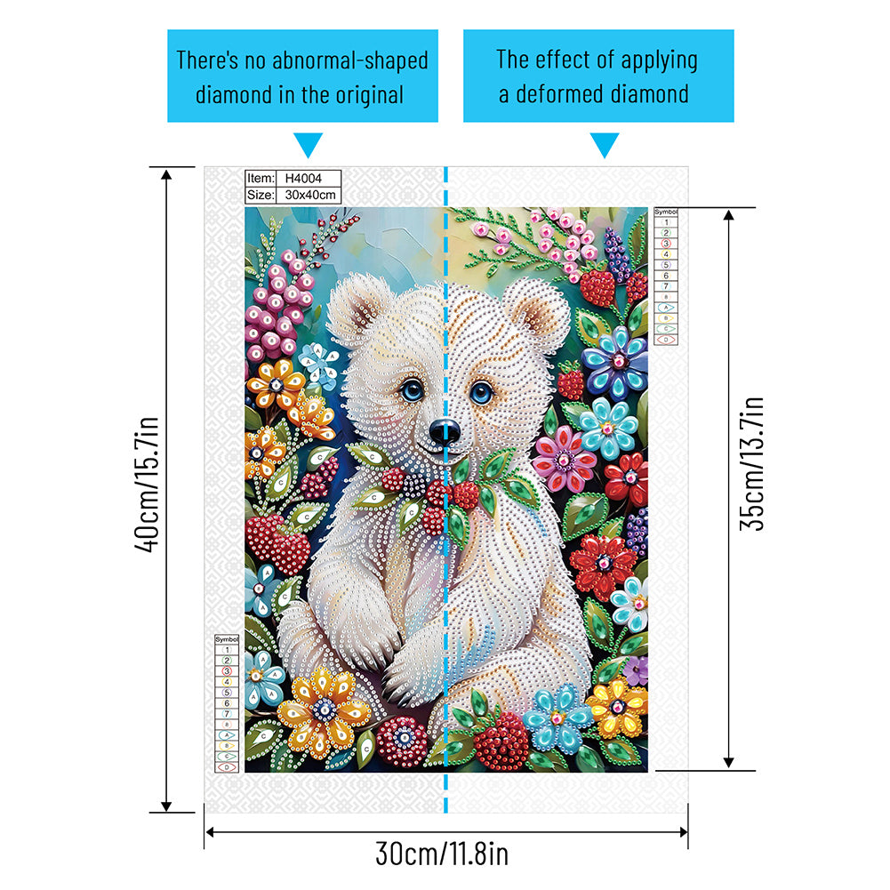 Flower Bear - Special Shaped Drill Diamond Painting 30*40CM