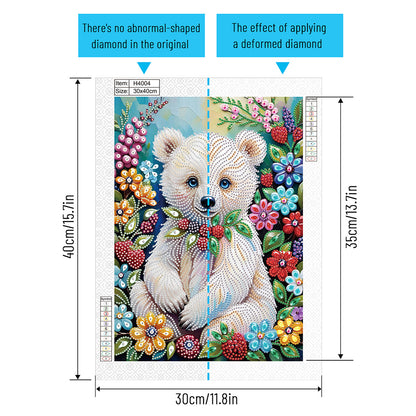 Flower Bear - Special Shaped Drill Diamond Painting 30*40CM