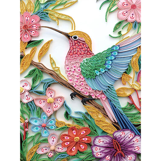 Flowers Hummingbird - Special Shaped Drill Diamond Painting 30*40CM