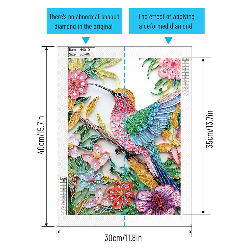 Flowers Hummingbird - Special Shaped Drill Diamond Painting 30*40CM