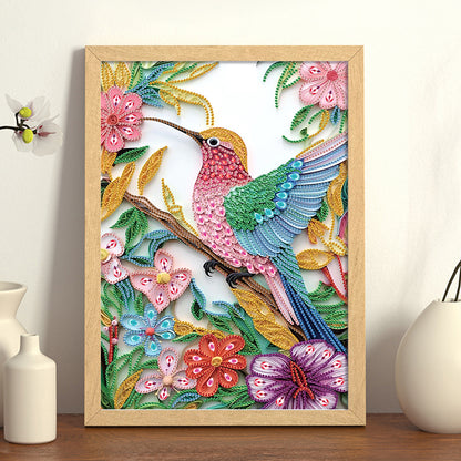 Flowers Hummingbird - Special Shaped Drill Diamond Painting 30*40CM